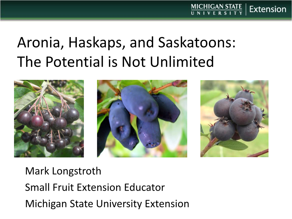 Aronia, Haskaps, and Saskatoons: the Potential Is Not Unlimited