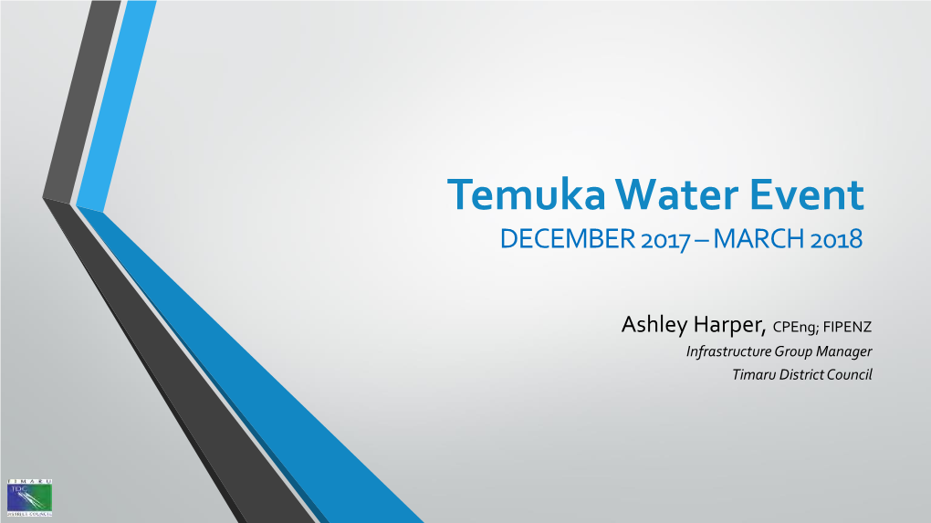 Temuka Water Event DECEMBER 2017 –MARCH 2018