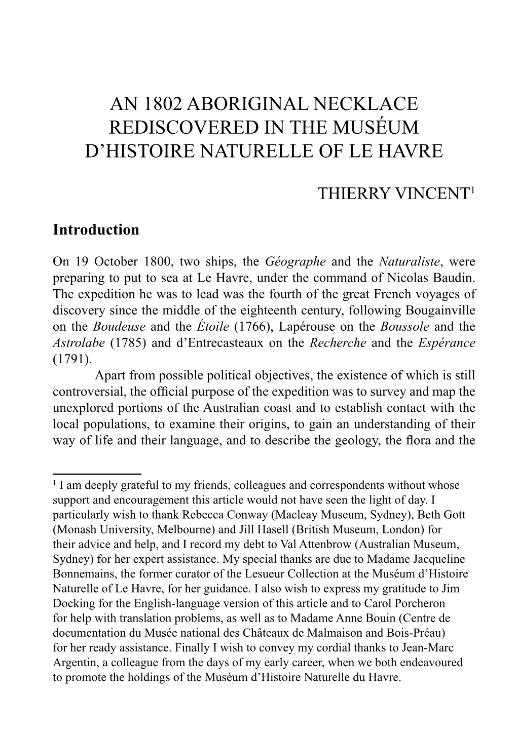 An 1802 Aboriginal Necklace Rediscovered in the Muséum D’Histoire Naturelle of Le Havre