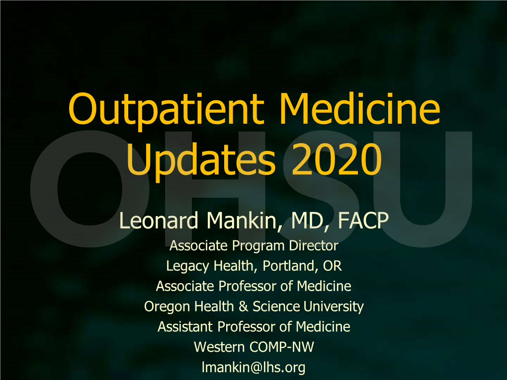 Outpatient Medicine Updates 2020