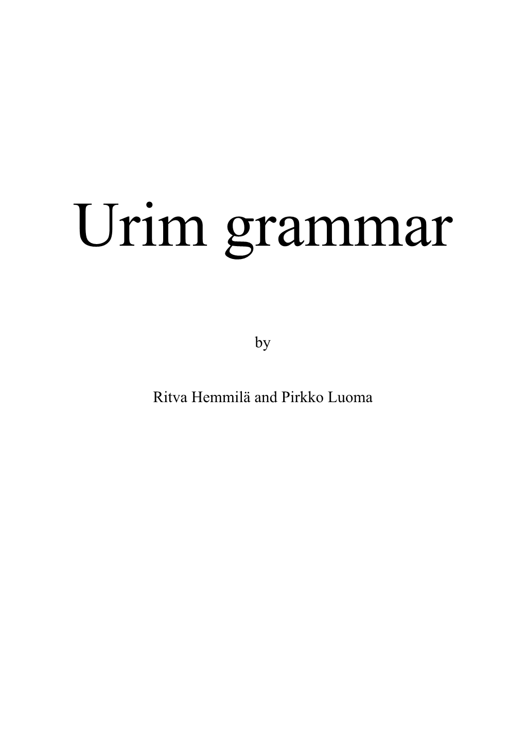 Urim Grammar