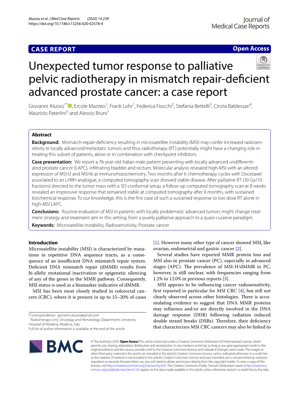 (Not-So) Unexpected Tumor Response to Palliative Pelvic Radiotherapy In