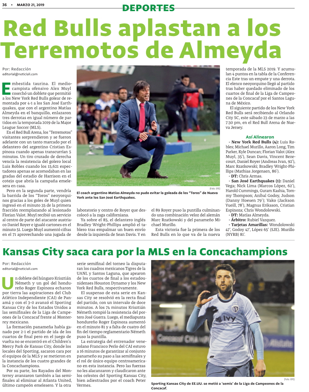 Red Bulls Aplastan a Los Terremotos De Almeyda Por: Redacción Temporada De La MLS 2019