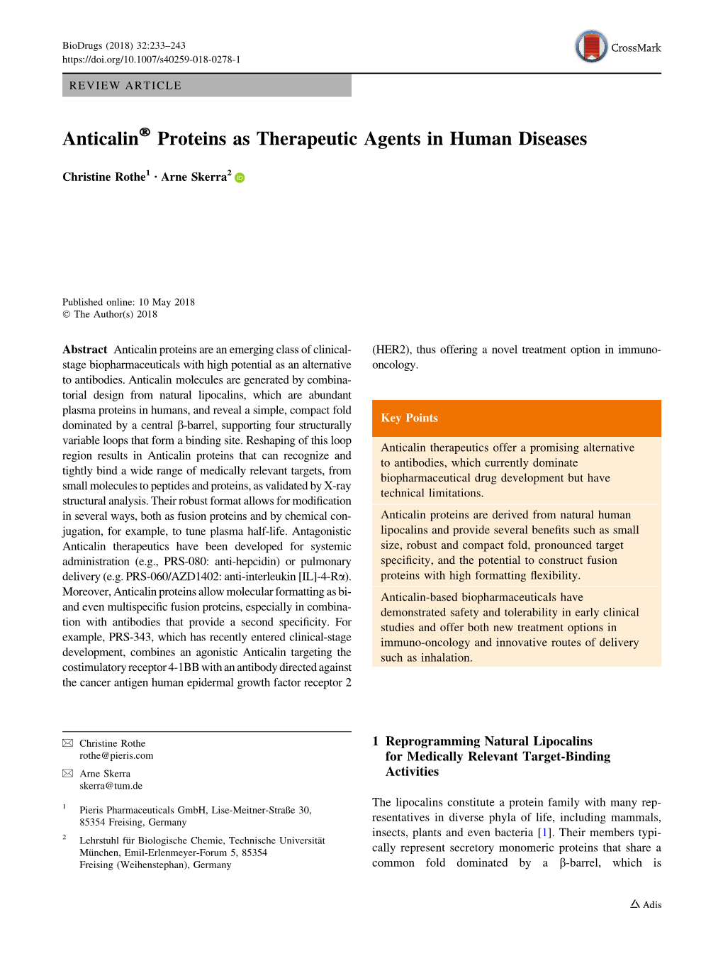 Anticalin® Proteins As Therapeutic Agents in Human Diseases