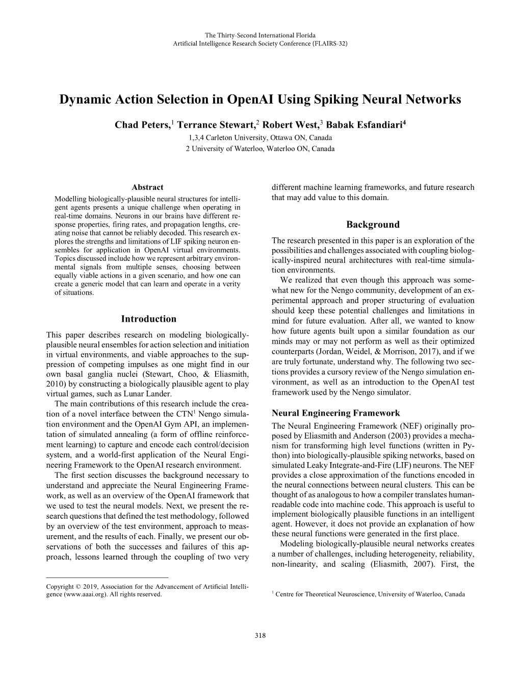 Dynamic Action Selection in Openai Using Spiking Neural Networks