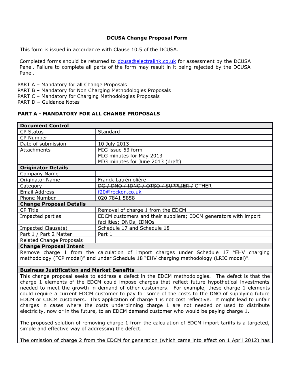 DCUSA Change Proposal Form