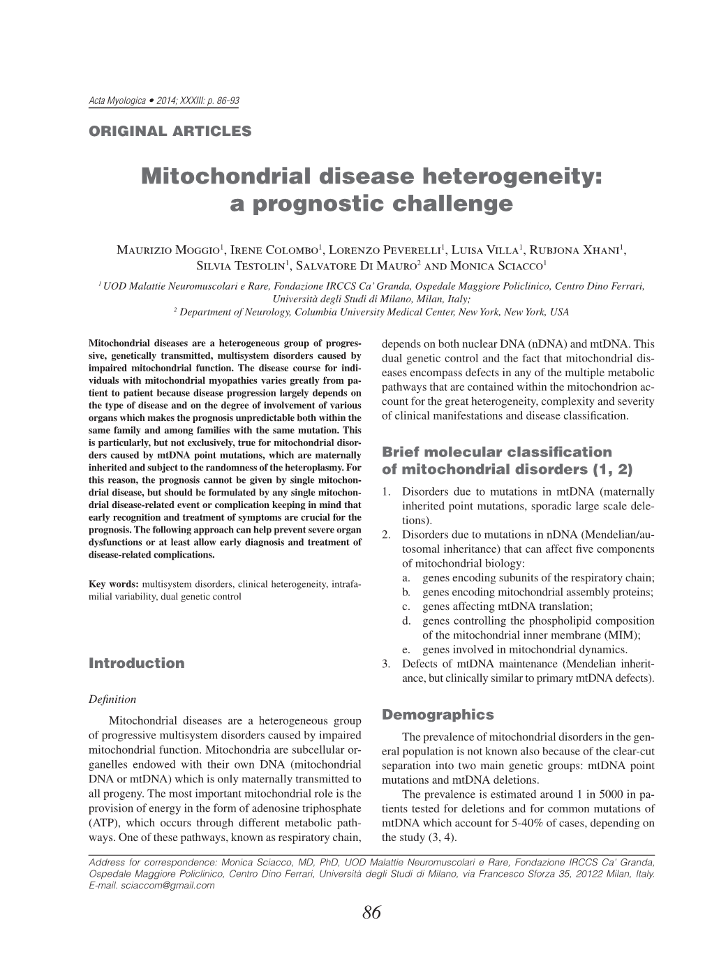 Mitochondrial Disease Heterogeneity: a Prognostic Challenge