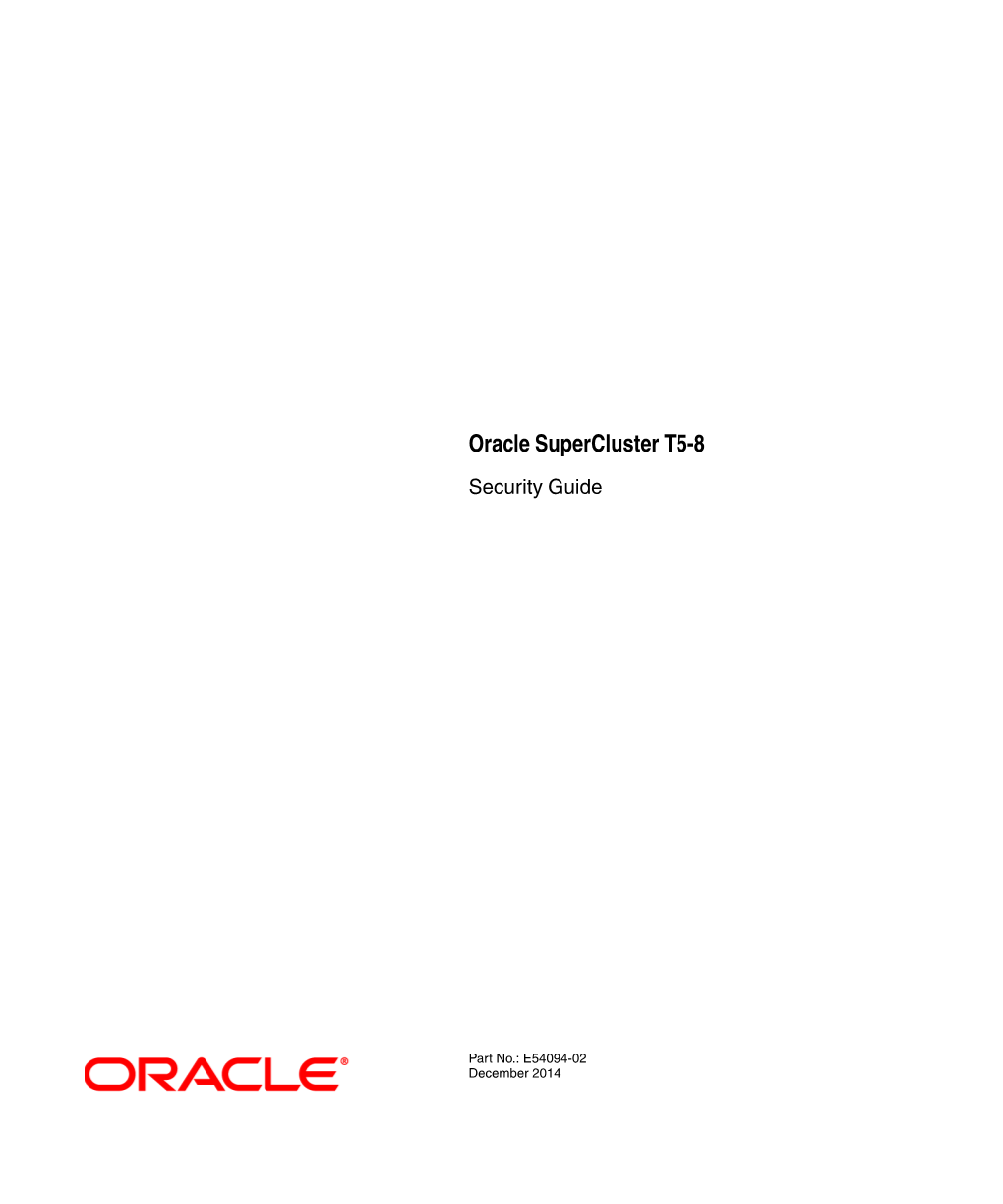 Oracle Supercluster T5-8 Security Guide