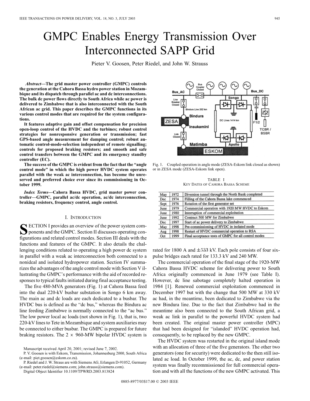 GMPC Enables Energy Transmission Over Interconnected SAPP Grid Pieter V