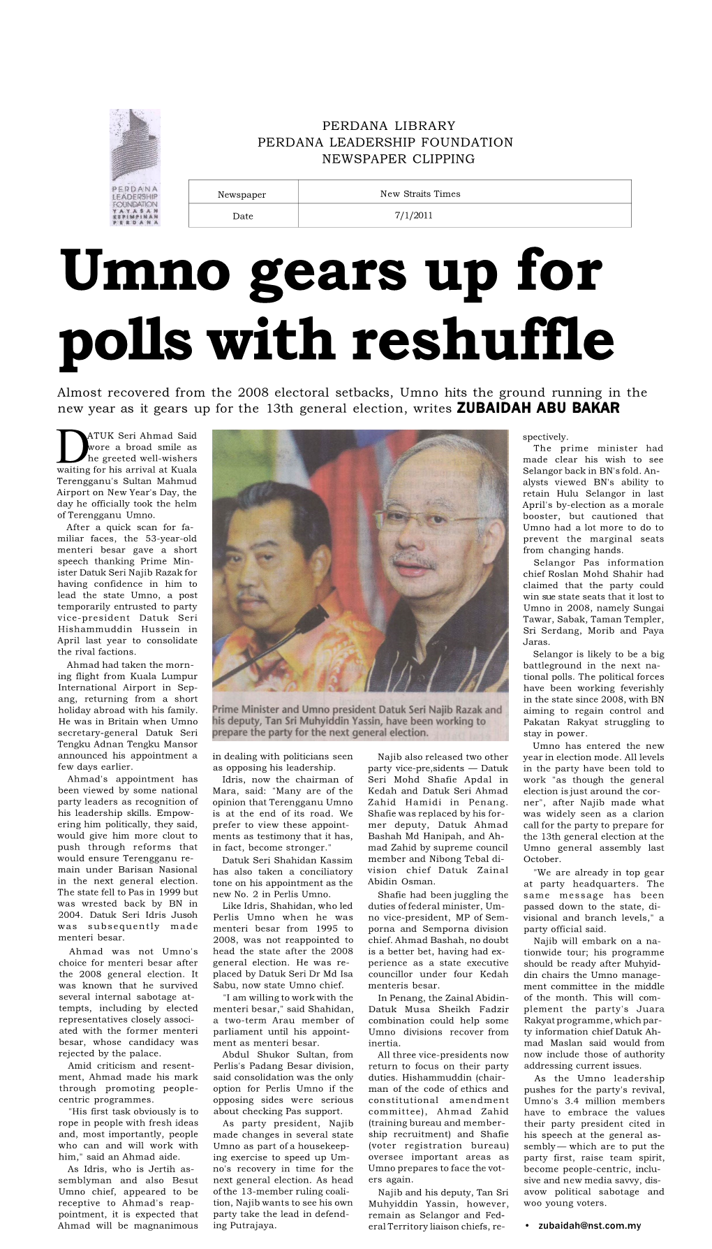 Umno Gears up for Polls with Reshuffle