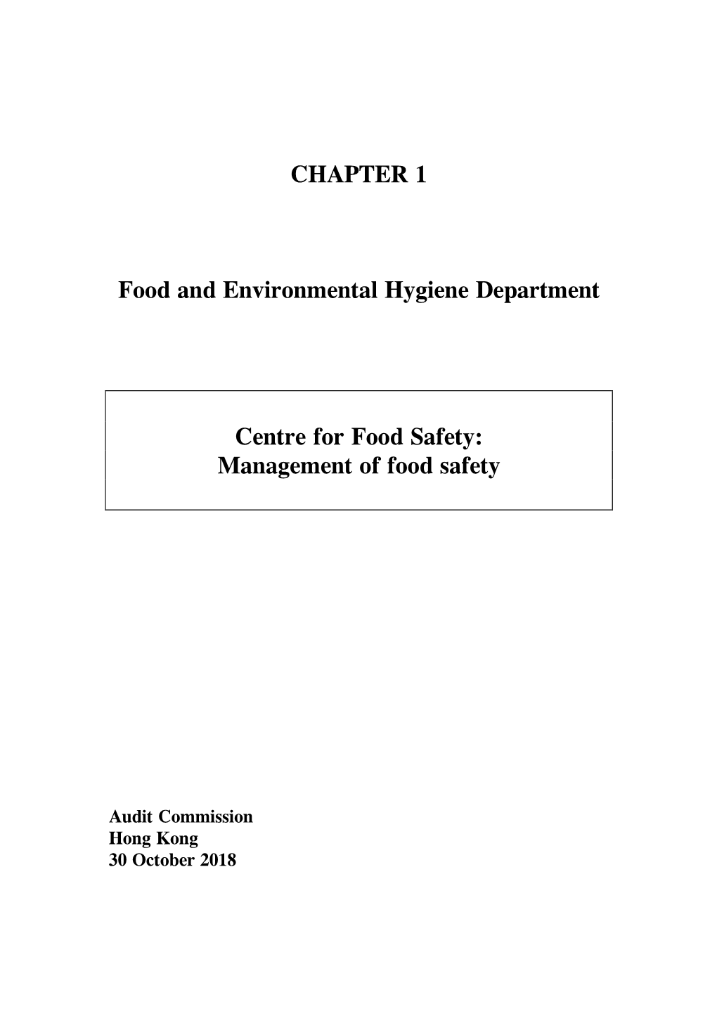 Management of Food Safety