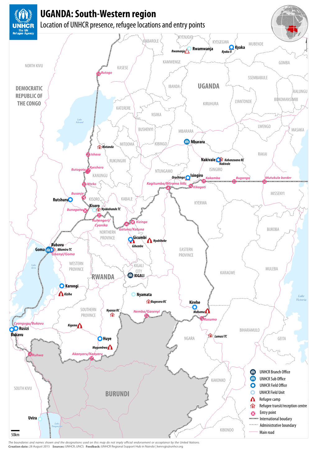 Location of UNHCR Presence, Refugee Locations and Entry Points