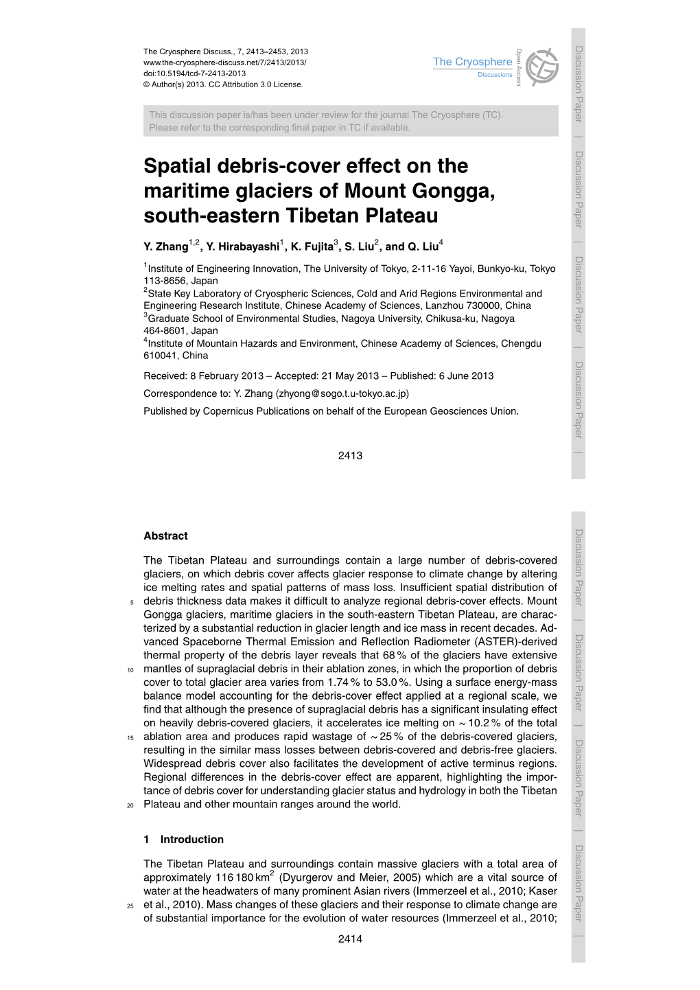 Spatial Debris-Cover Effect on the Maritime Glaciers of Mount Gongga