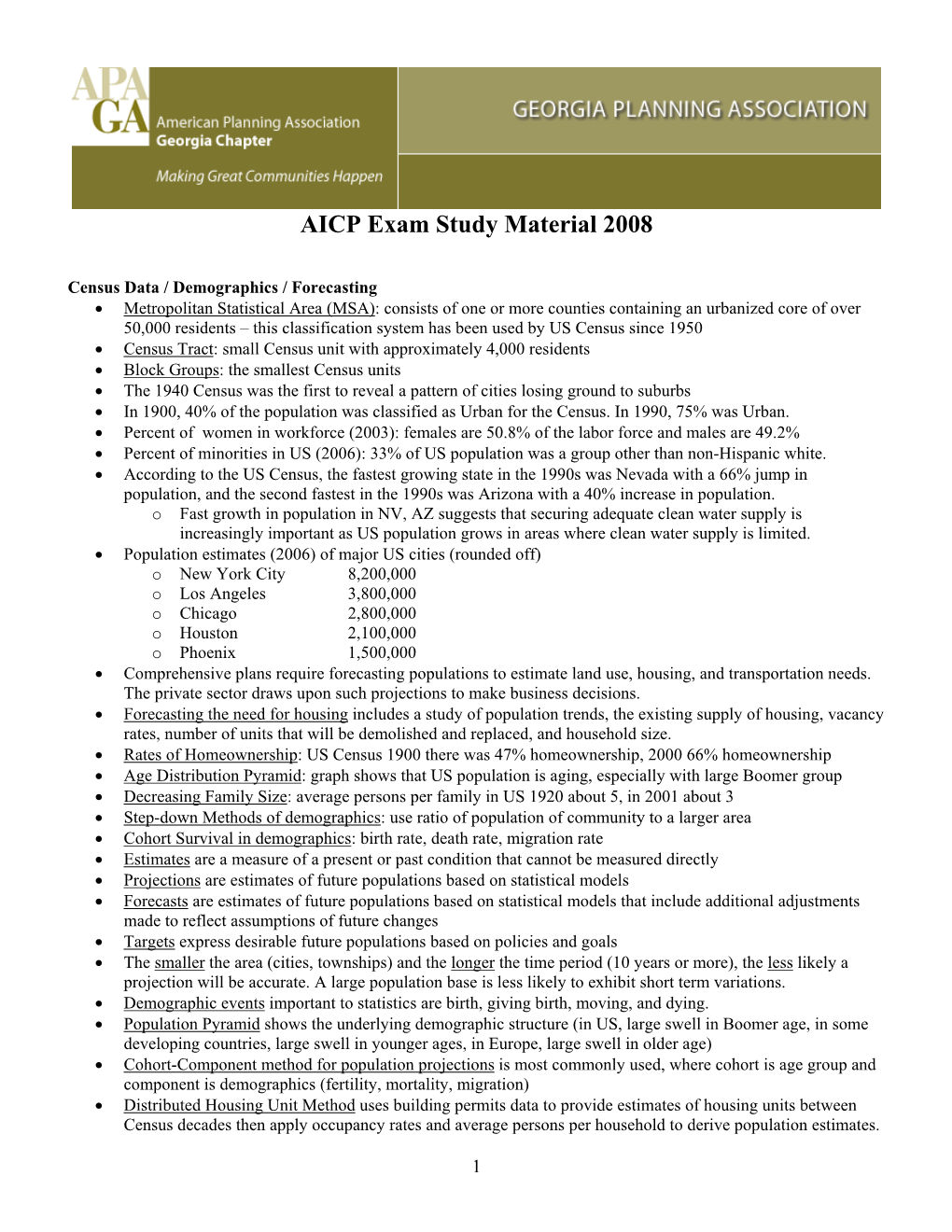 AICP Exam Study Material 2008