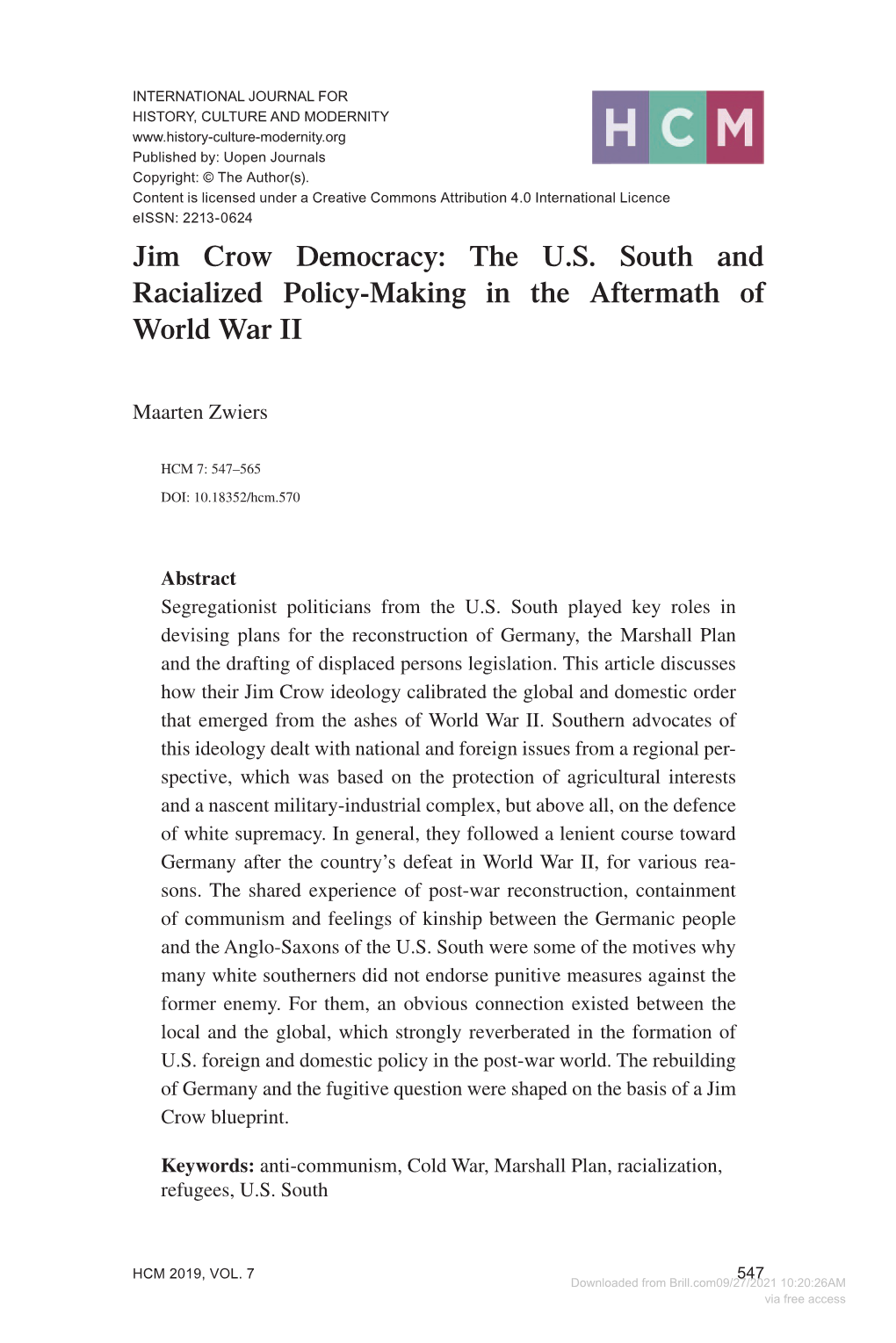 Jim Crow Democracy: the U.S