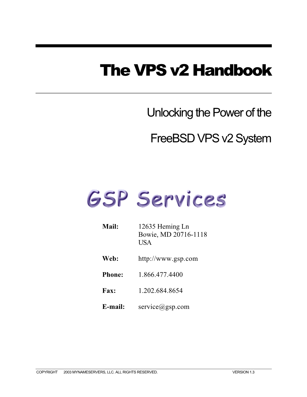 VPS V2 Administrator Handbook