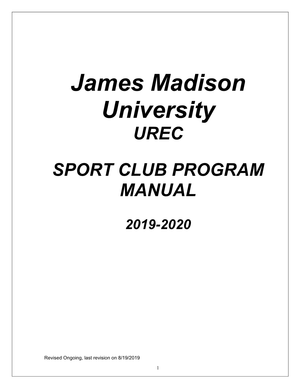 Urec Sport Club Program Manual