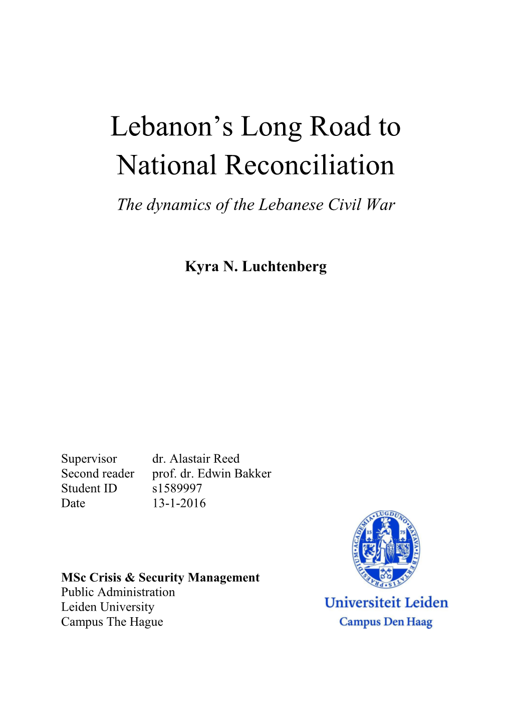 Lebanon's Long Road to National Reconciliation