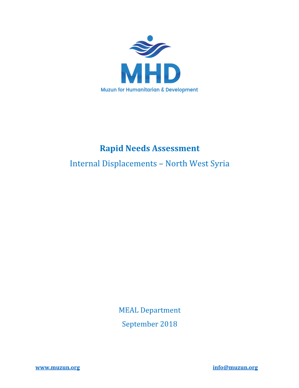 Rapid Needs Assessment Internal Displacements – North West Syria