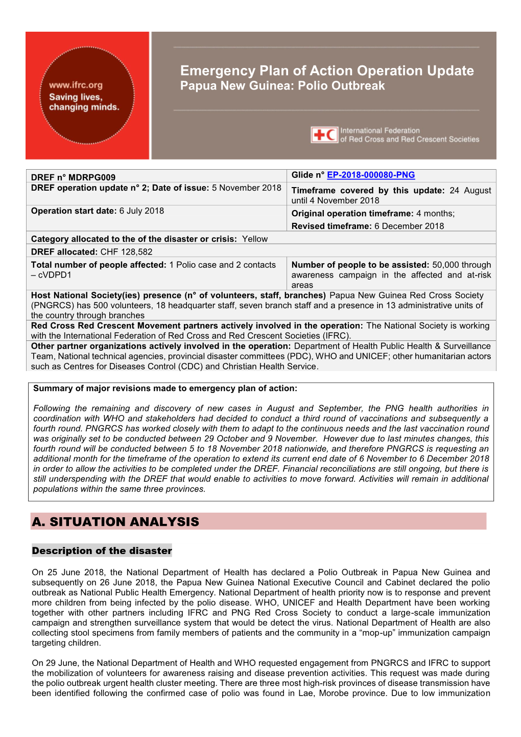 Emergency Plan of Action Operation Update Papua New Guinea: Polio Outbreak