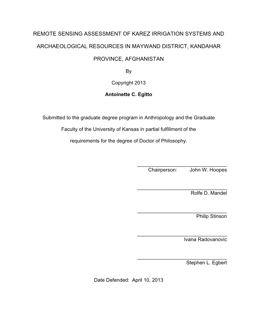 Remote Sensing Assessment of Karez Irrigation Systems And