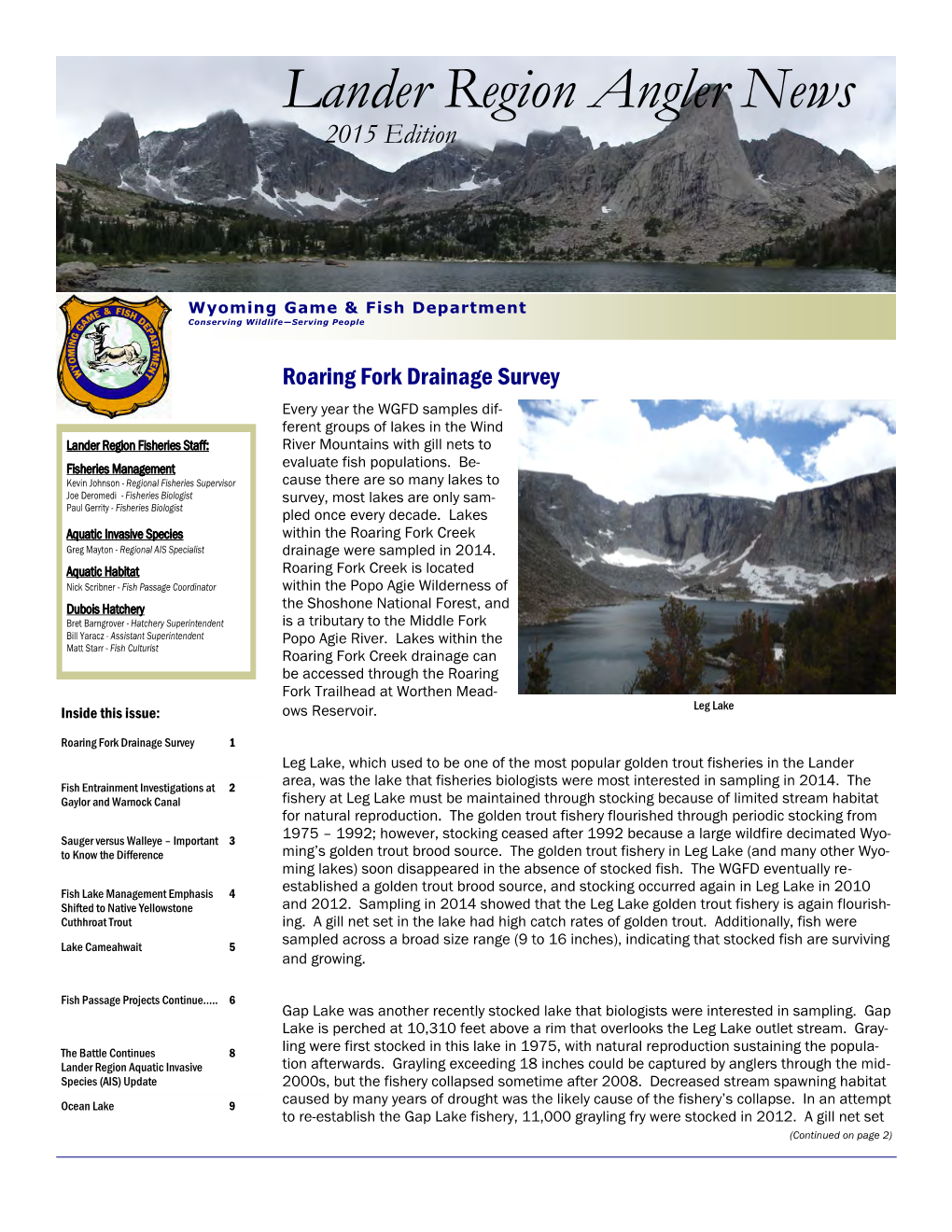 Lander Region Angler News 2015 Edition