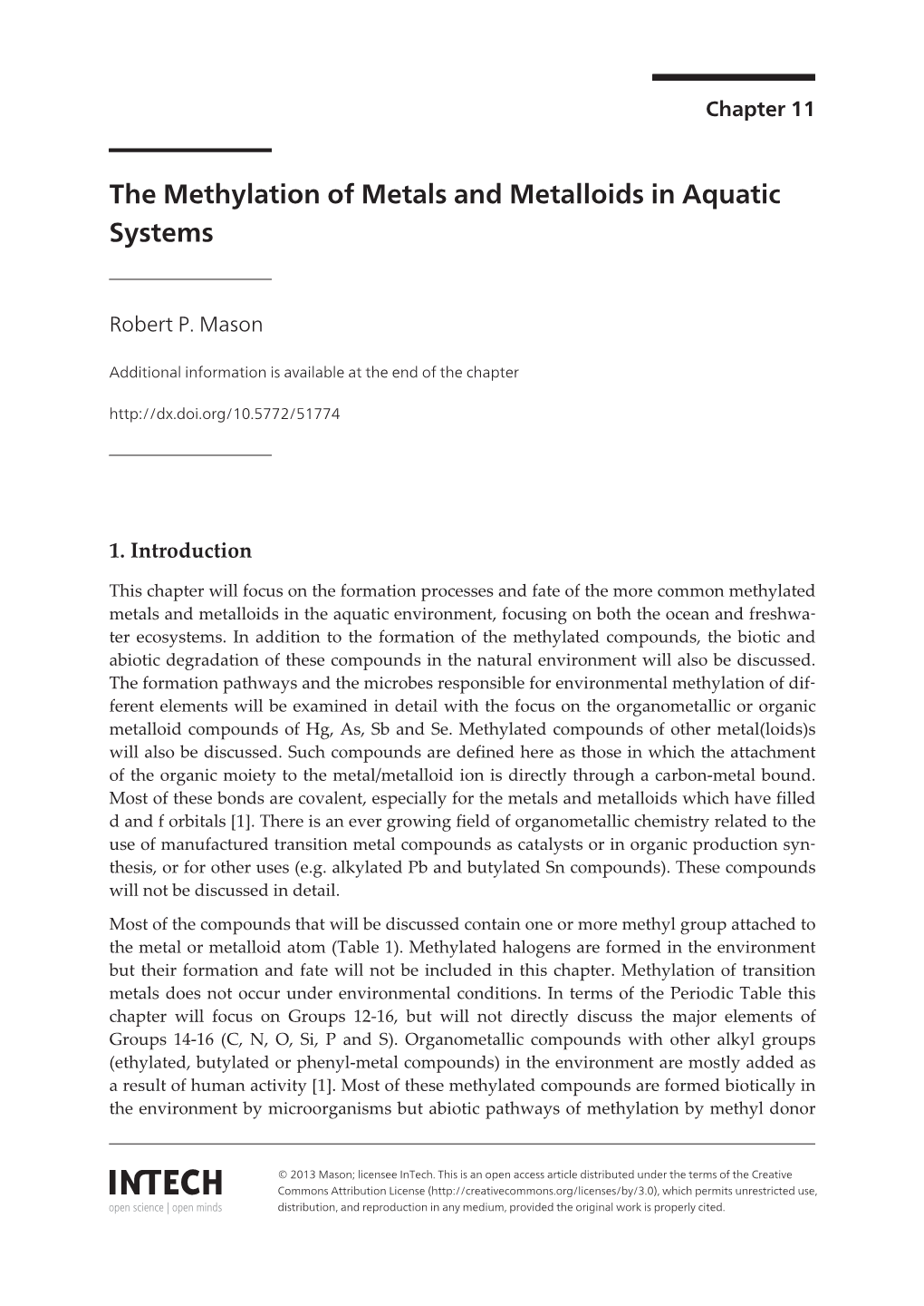 The Methylation of Metals and Metalloids in Aquatic Systems