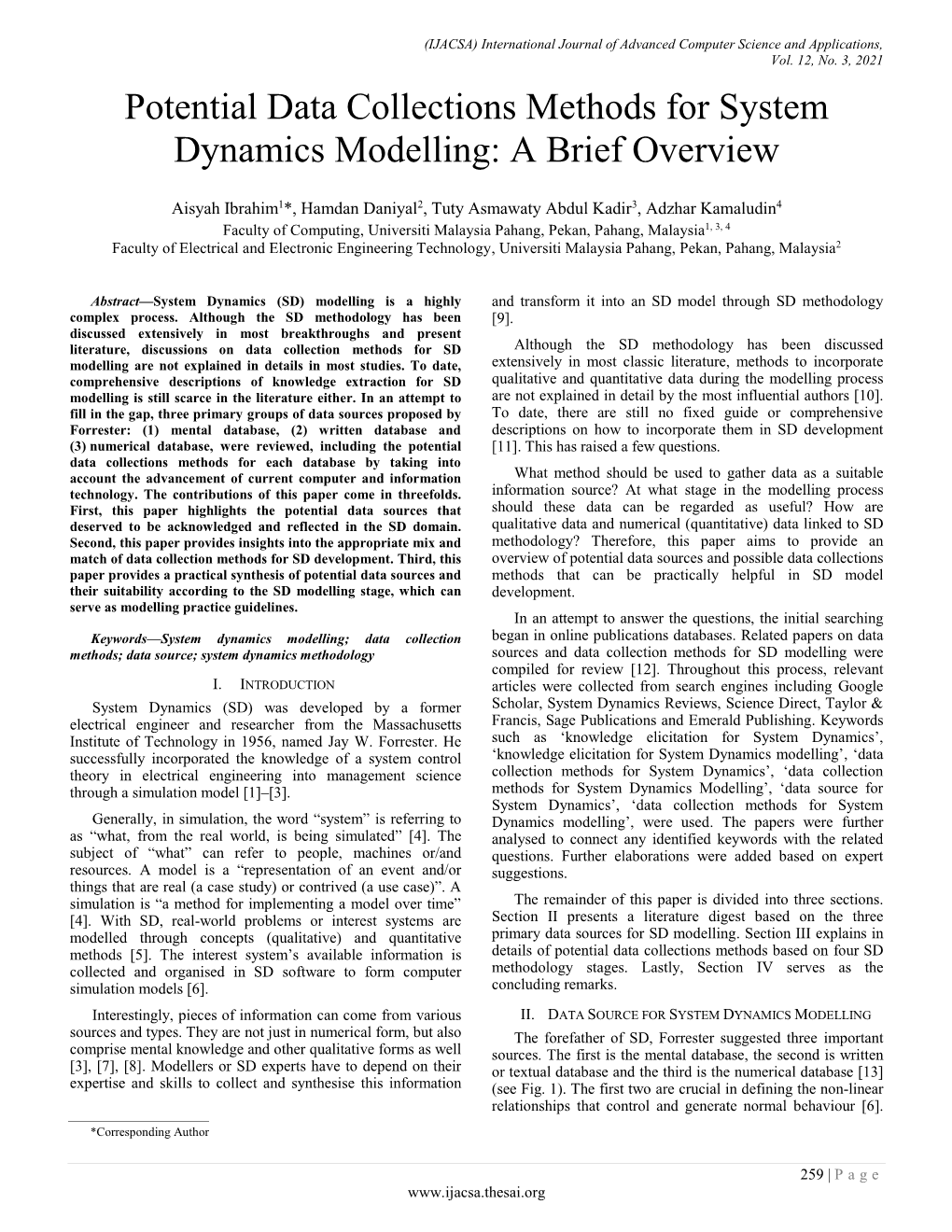 Potential Data Collections Methods for System Dynamics Modelling: a Brief Overview