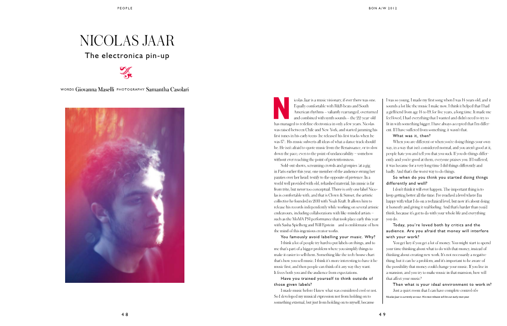 NICOLAS JAAR the Electronica Pin-Up "