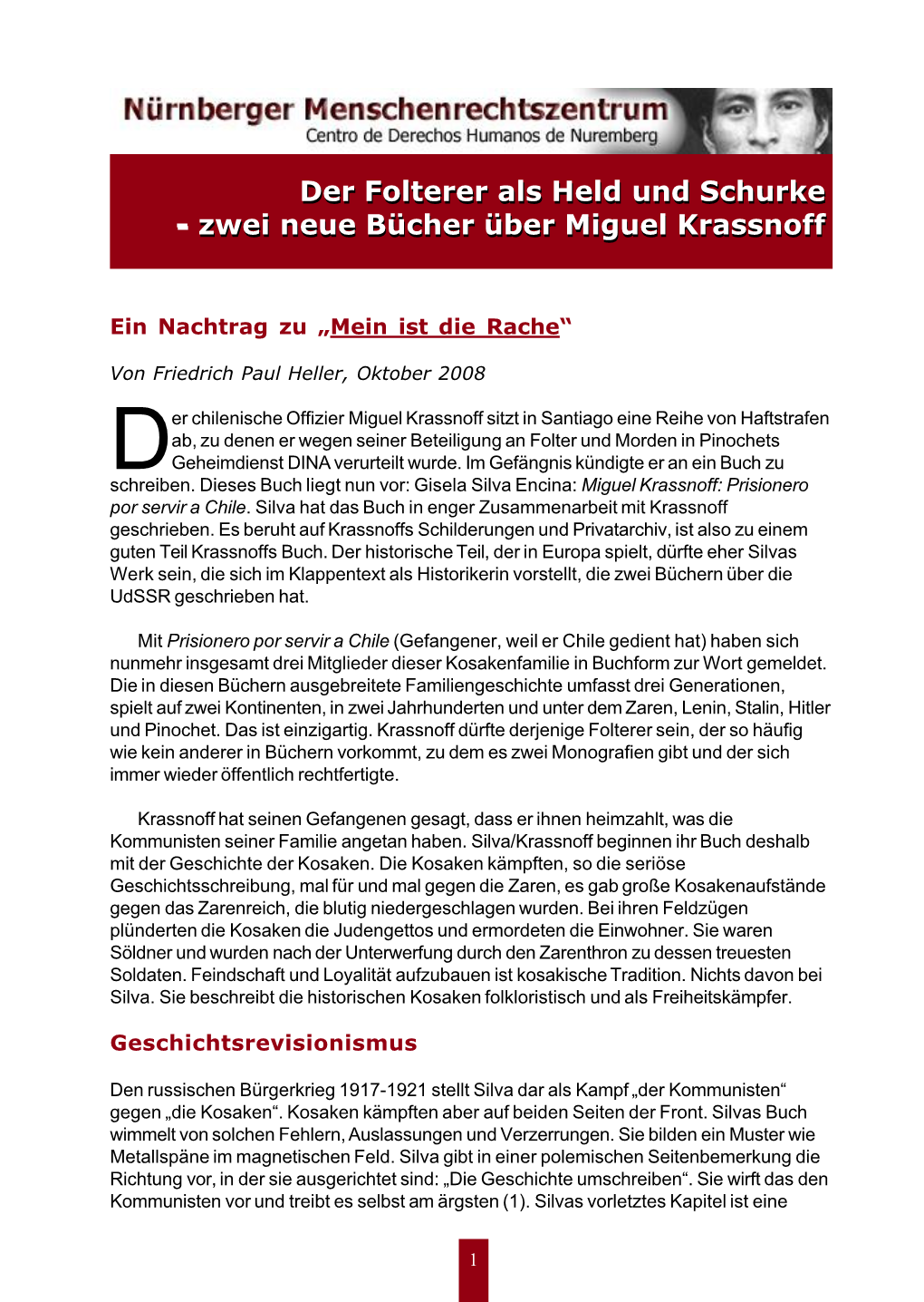 Zwei Neue Bücher Über Miguel Krassnoff