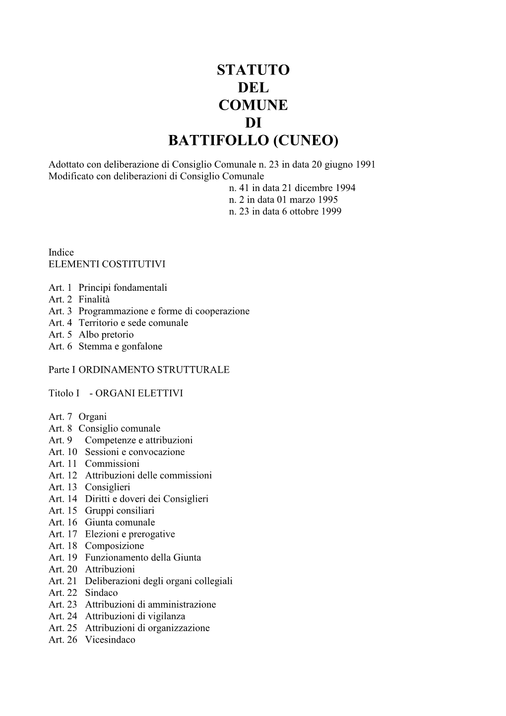 Statuto Di Battifollo Cuneo