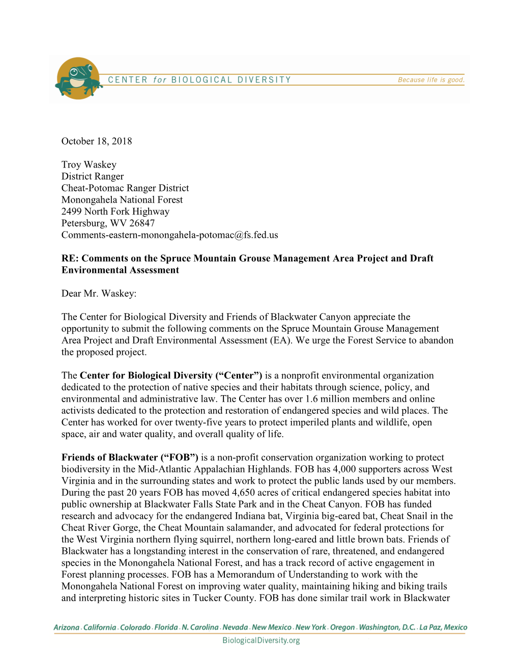 Spruce Mountain Environmental Assessment Comments