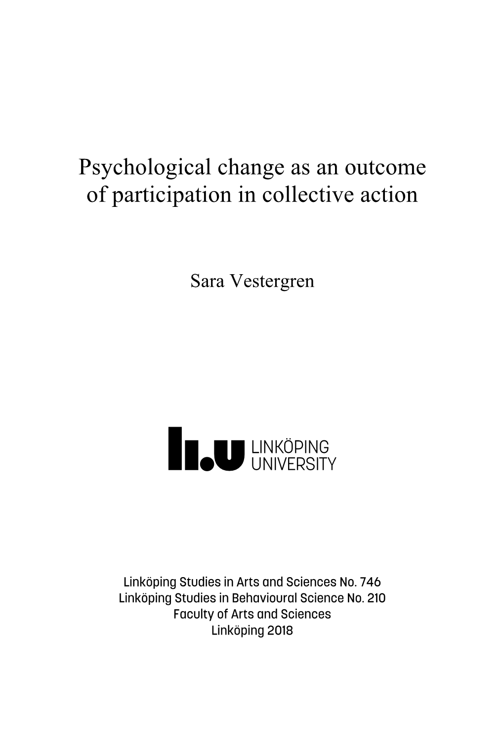 Psychological Change As an Outcome of Participation in Collective Action