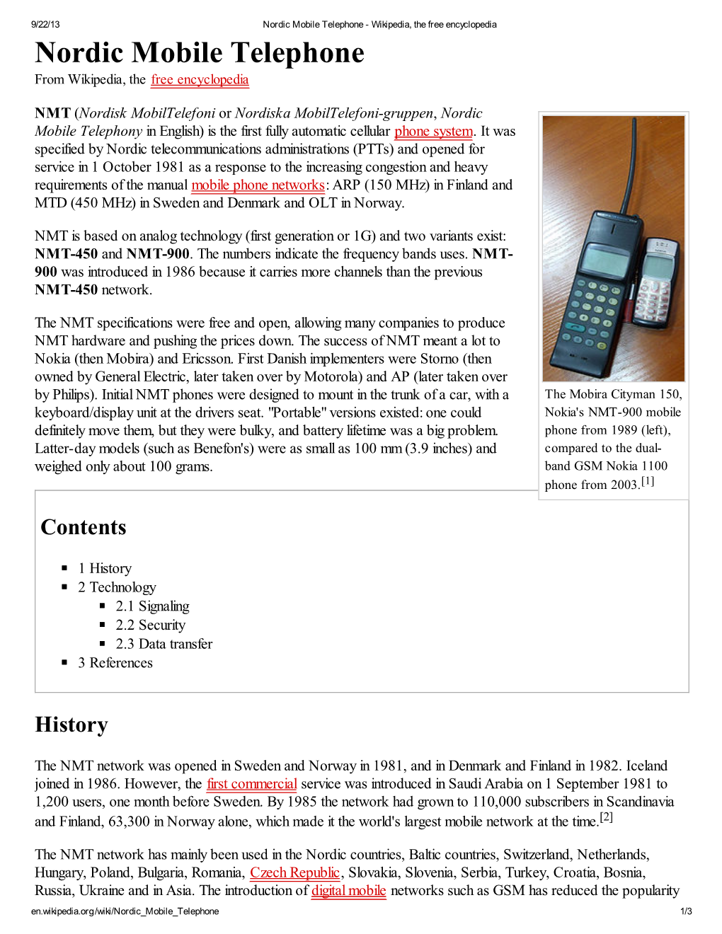 Nordic Mobile Telephone - Wikipedia, the Free Encyclopedia Nordic Mobile Telephone from Wikipedia, the Free Encyclopedia