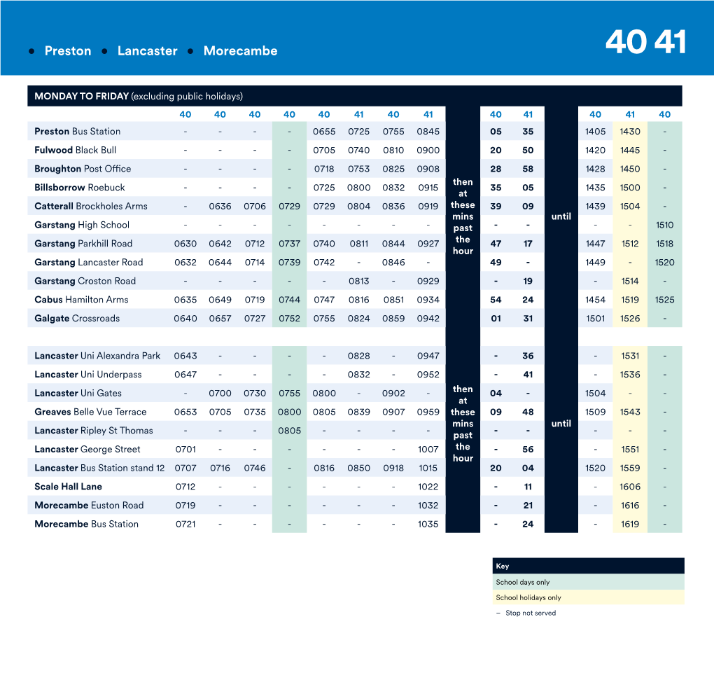 • Preston • Lancaster • Morecambe 40 41