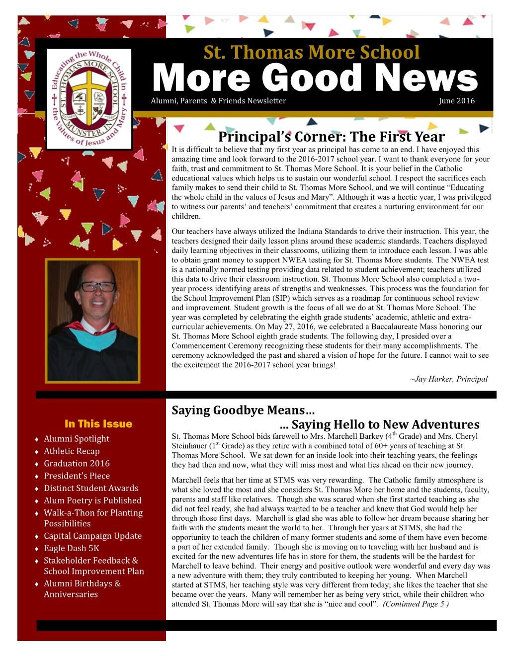 Good News Alumni, Parents & Friends Newsletter June 2016