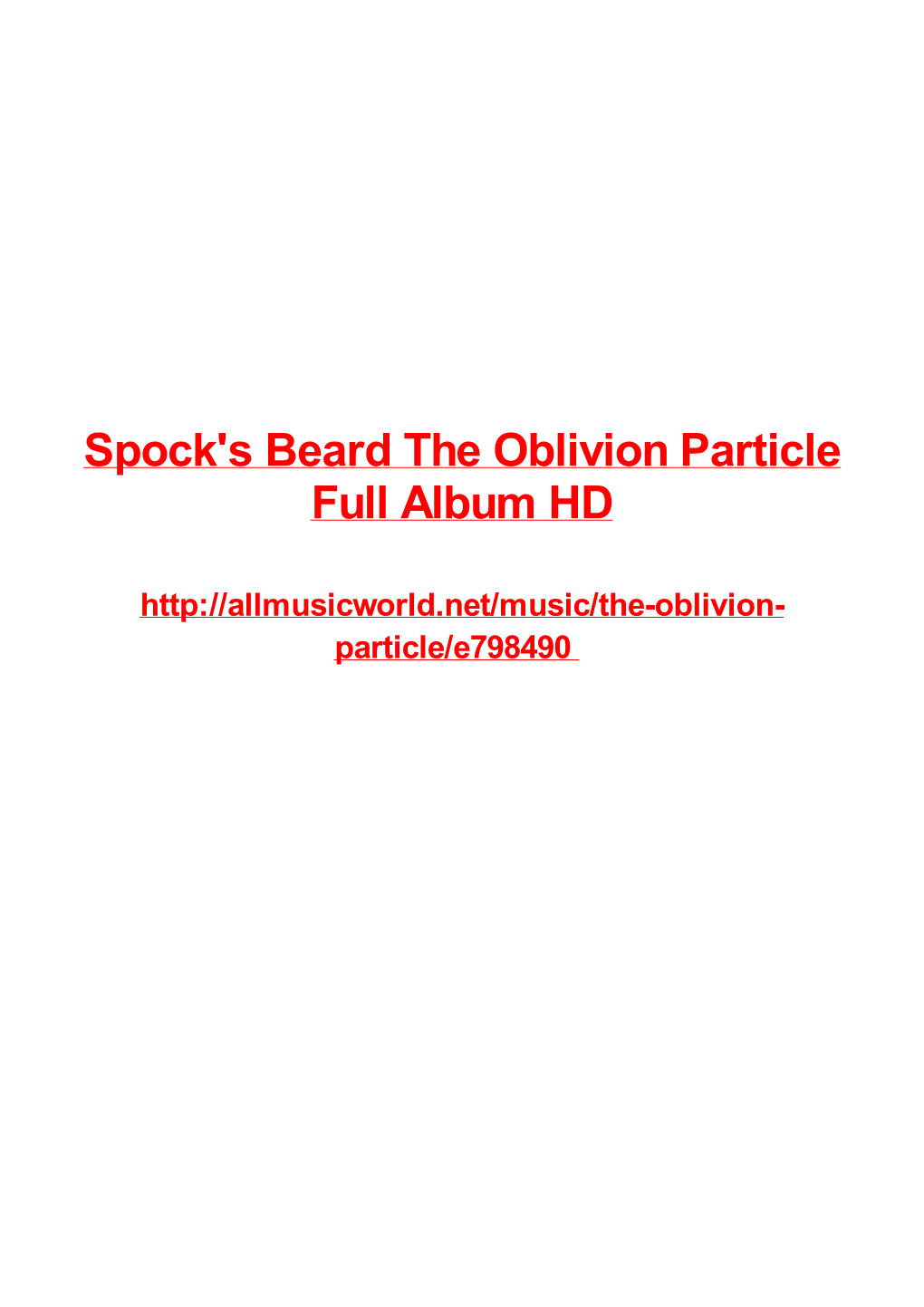 Spock's Beard the Oblivion Particle Full Album HD