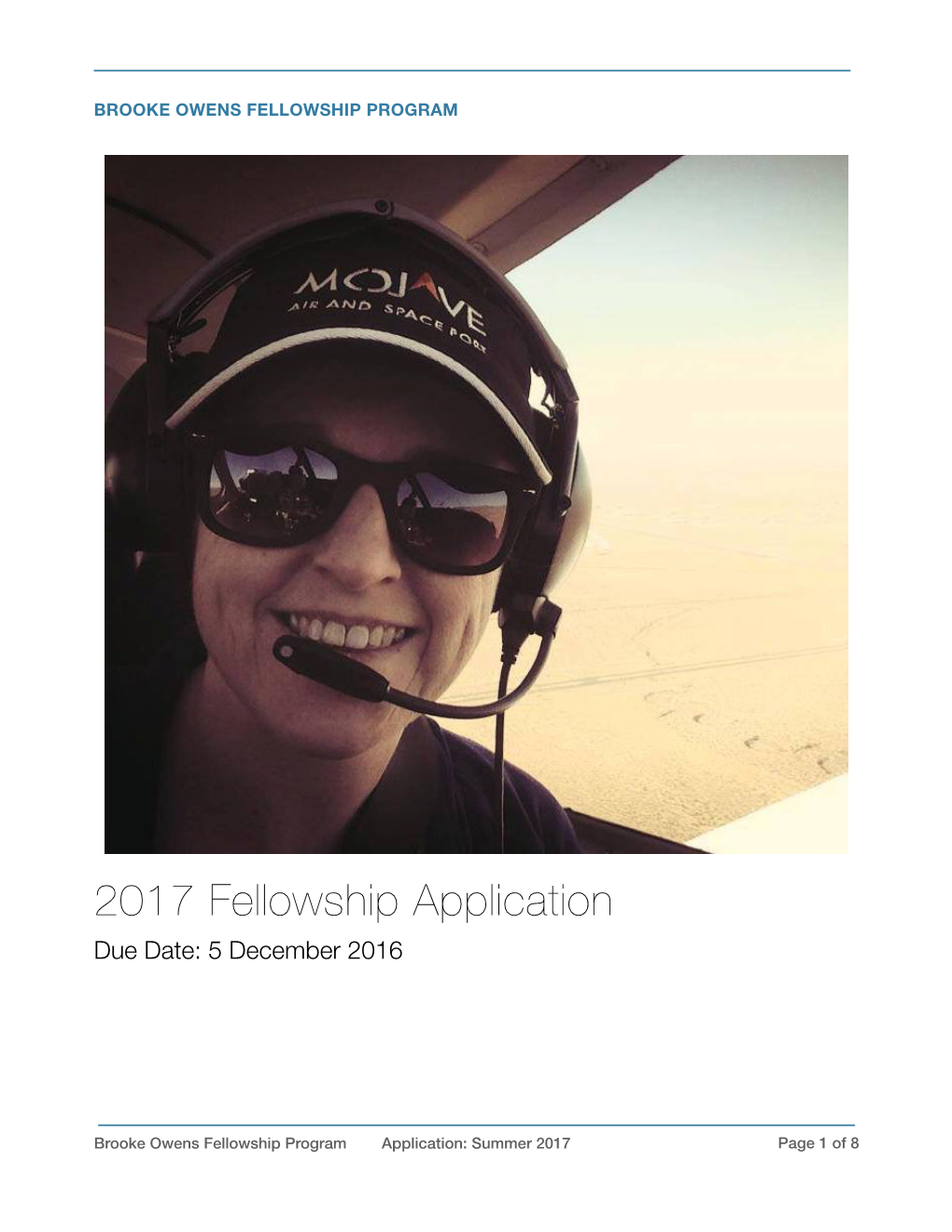 2017 Fellowship Application Due Date: 5 December 2016