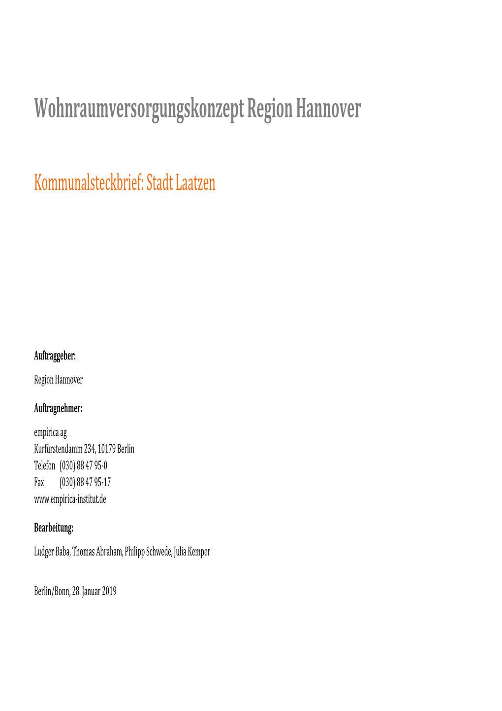 Kommunalsteckbrief Stadt Laatzen