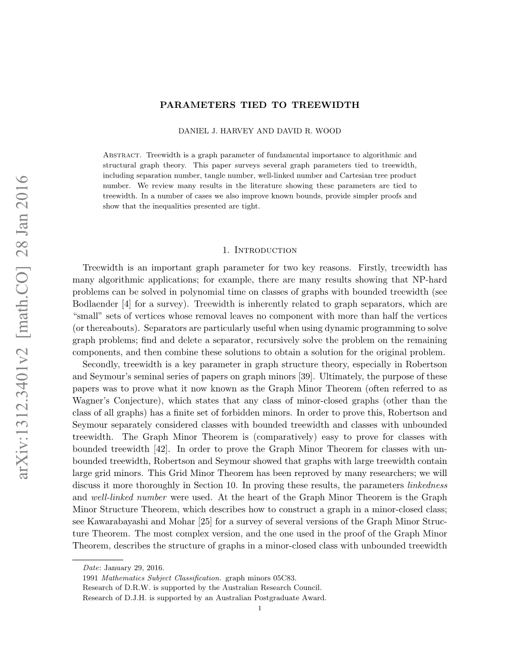 Parameters Tied to Treewidth