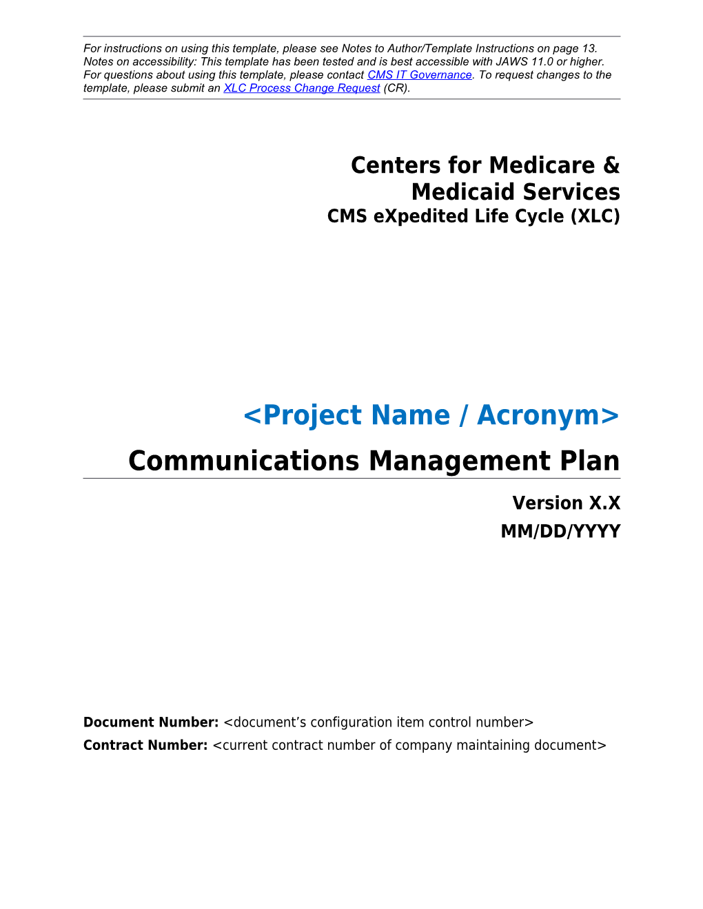 Communications Management Plan