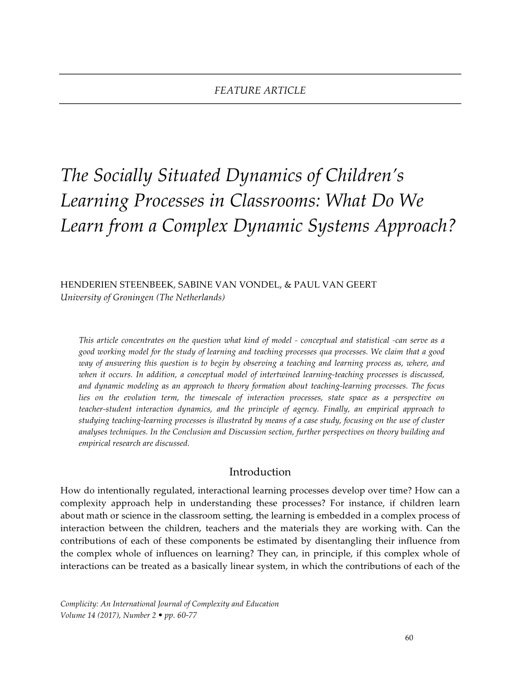 The Socially Situated Dynamics of Children's Learning