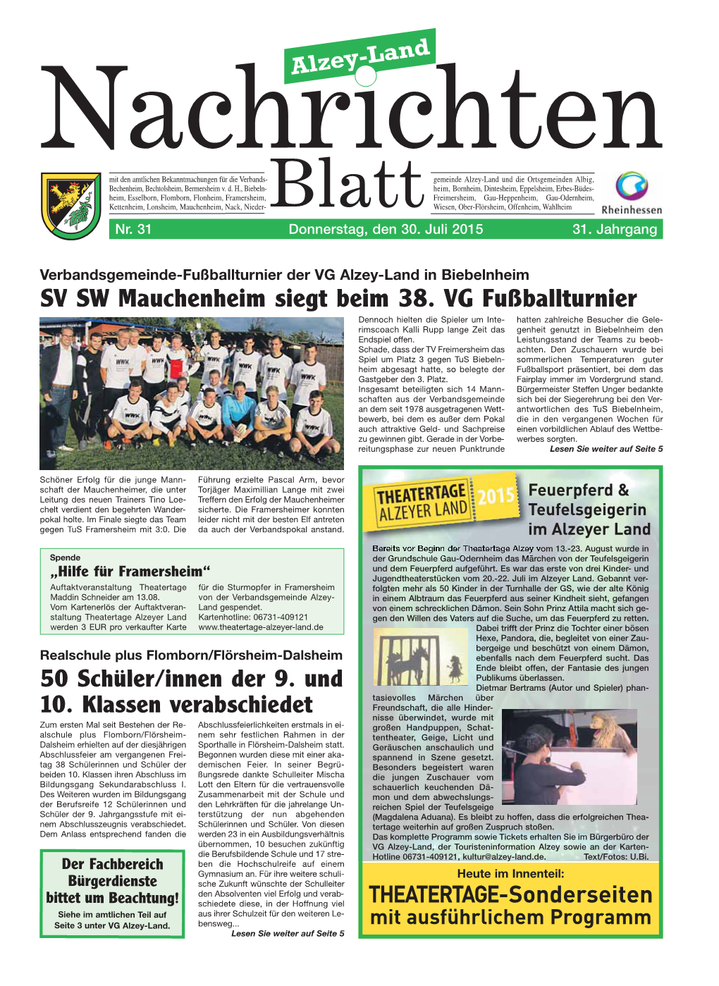 SV SW Mauchenheim Siegt Beim 38. VG Fußballturnier