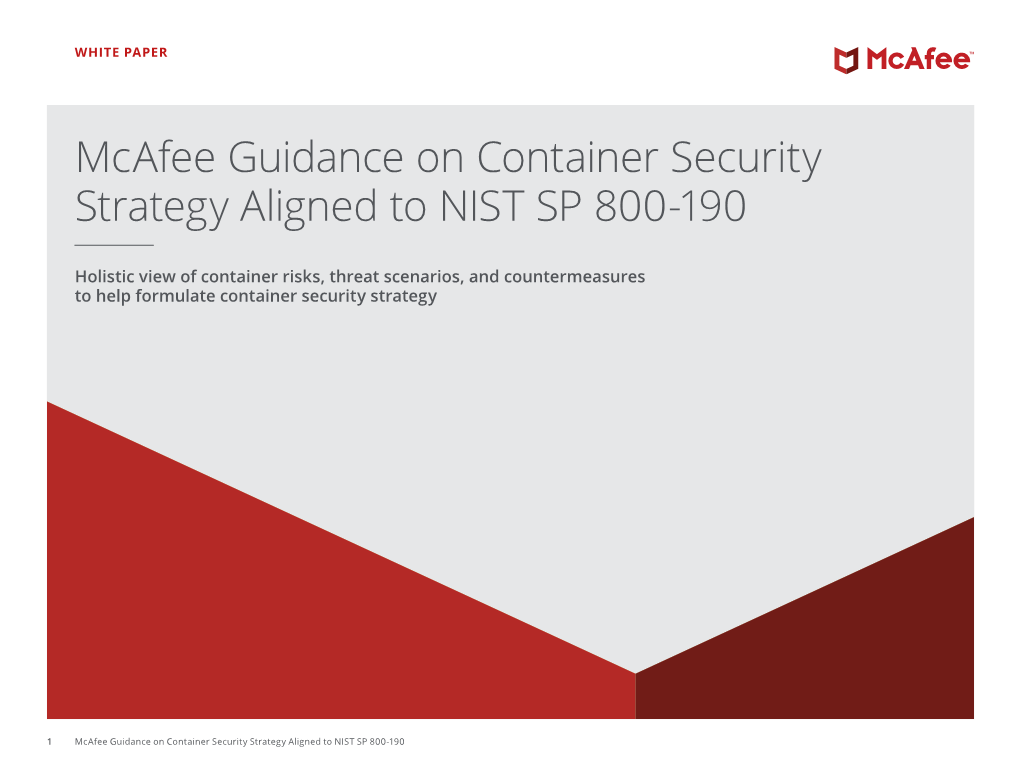 Mcafee Guidance on Container Security Strategy Aligned to NIST SP 800-190