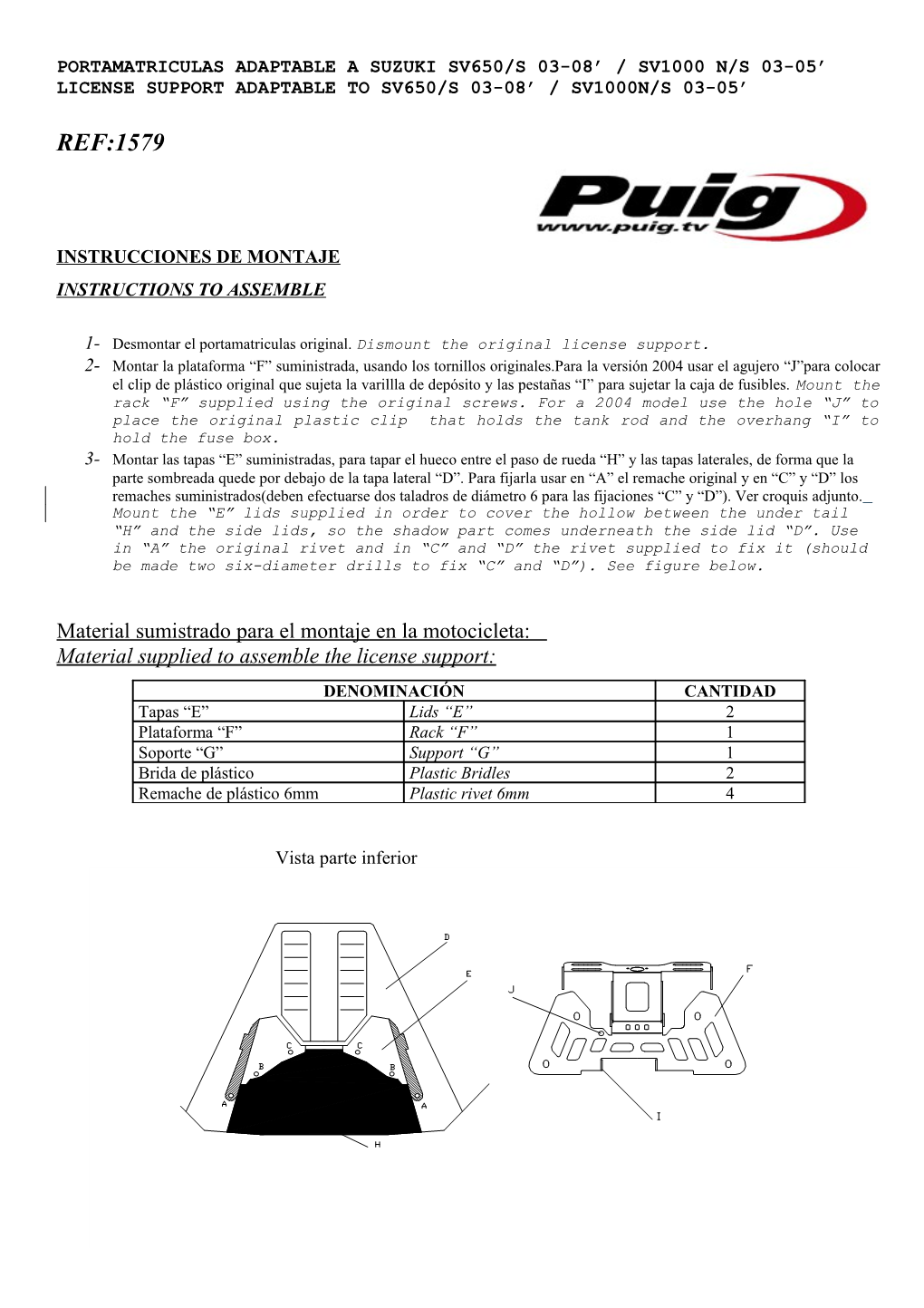 License Support Adaptable to Sv650/S 03-08 / Sv1000n/S 03-05