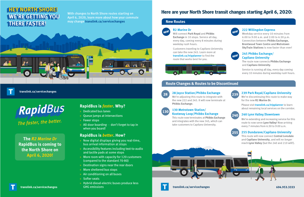 Here Are Your North Shore Transit Changes Starting April 6, 2020: April 6, 2020, Learn More About How Your Commute May Change Translink.Ca/Servicechanges New Routes