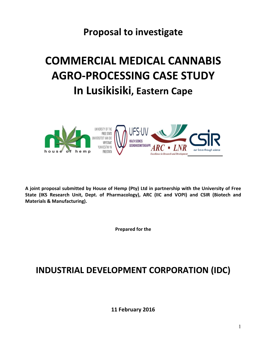 COMMERCIAL MEDICAL CANNABIS AGRO-PROCESSING CASE STUDY in Lusikisiki, Eastern Cape