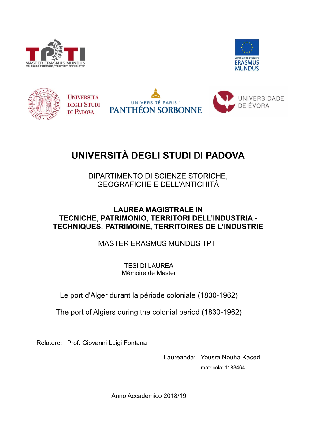 Università Degli Studi Di Padova