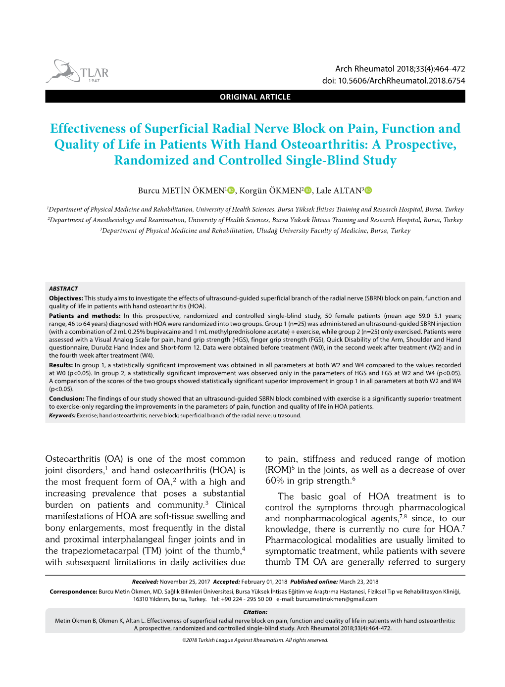 Effectiveness of Superficial Radial Nerve