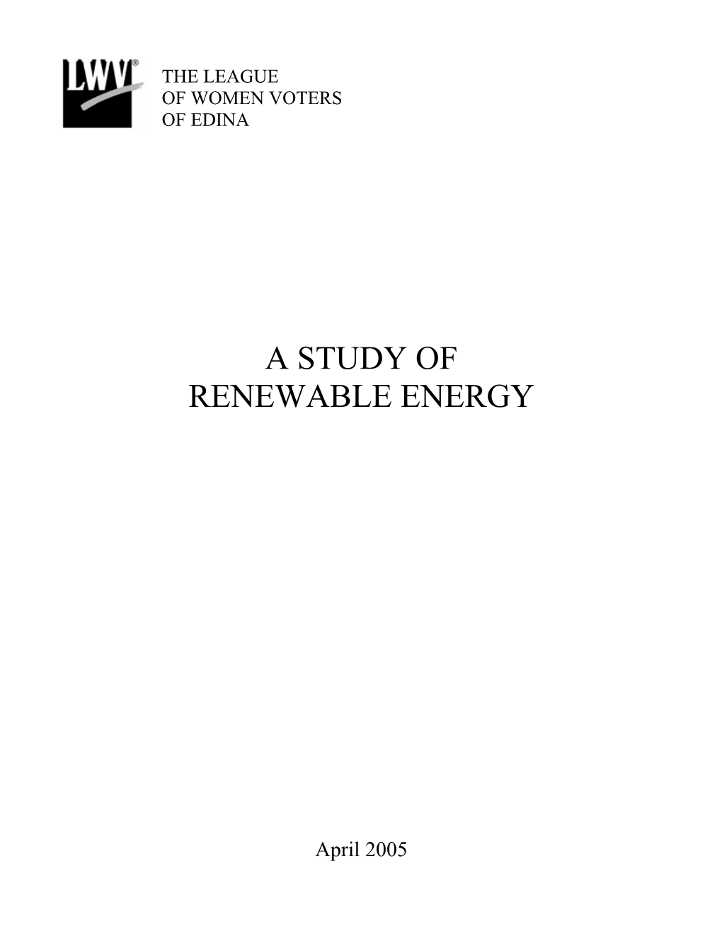 A Study of Renewable Energy